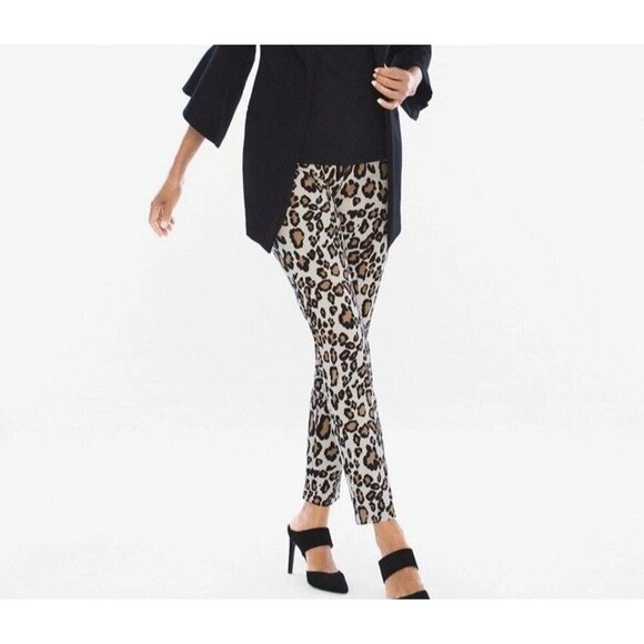 Chico's Pants - So Slimming Chico's  Pants Women 1/24 Beige Leopard Print Ankle Stretch Bottoms